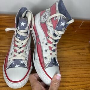 Converse All Star Size Women's 7.5 American Flag High Tops Patriotic
